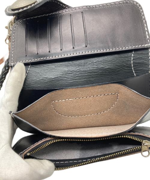 DEGNER（デグナー）DEGNER (デグナー) 花山レザー切り替えウォレット ブラック×レッドの古着・服飾アイテム