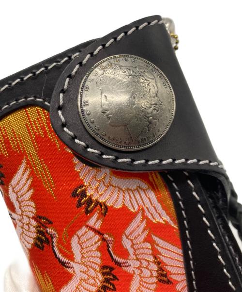 DEGNER（デグナー）DEGNER (デグナー) 花山レザー切り替えウォレット ブラック×レッドの古着・服飾アイテム
