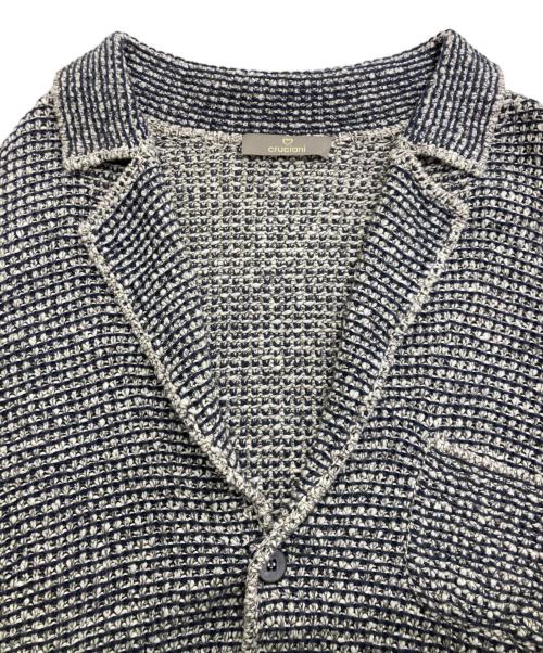Cruciani（クルチアーニ）Cruciani (クルチアーニ) ローゲージニットジャケット ベージュ×ネイビー サイズ:48の古着・服飾アイテム