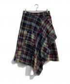 POLO RALPH LAURENポロ・ラルフローレン）の古着「アシンメトリーチェック柄巻きスカート」｜ネイビー