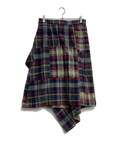 POLO RALPH LAUREN（ポロ・ラルフローレン）POLO RALPH LAUREN (ポロ・ラルフローレン) アシンメトリーチェック柄巻きスカート ネイビー サイズ:Ｍ 未使用品の古着・服飾アイテム