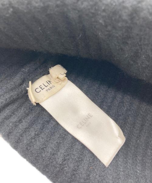 CELINE（セリーヌ）CELINE (セリーヌ) ロゴエンブロイダリーニット帽 ブラックの古着・服飾アイテム