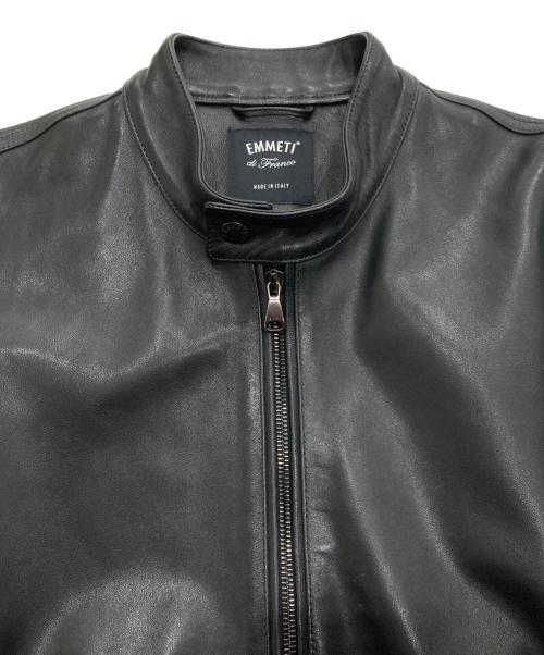 EMMETI（エンメティ）EMMETI (エンメティ) シングルライダースレザージャケット ブラック サイズ:44の古着・服飾アイテム