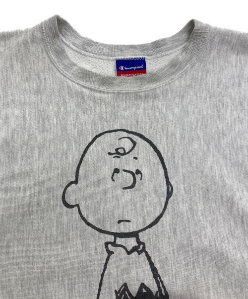 Champion（チャンピオン）Champion (チャンピオン) PEANUTS (ピーナッツ) REVERSE WEAVEプリントスウェット グレー サイズ:Mの古着・服飾アイテム