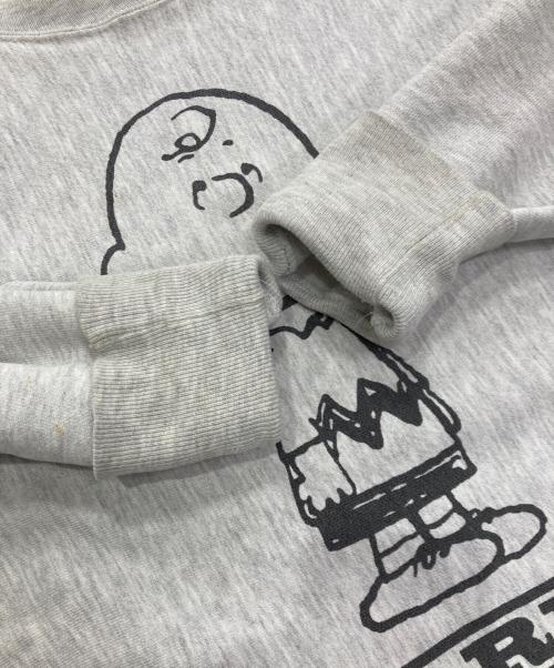 Champion（チャンピオン）Champion (チャンピオン) PEANUTS (ピーナッツ) REVERSE WEAVEプリントスウェット グレー サイズ:Mの古着・服飾アイテム