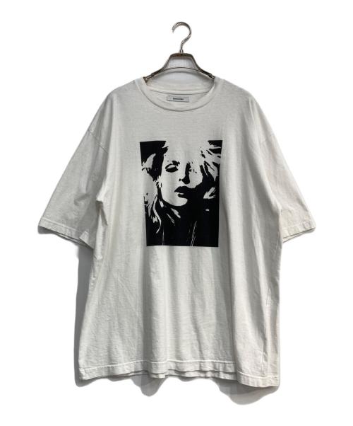 MINEDENIM（マインデニム）MINEDENIM (マインデニム) Monochrome Two tone Face Crewneck T-SH - ホワイト サイズ:XLの古着・服飾アイテム