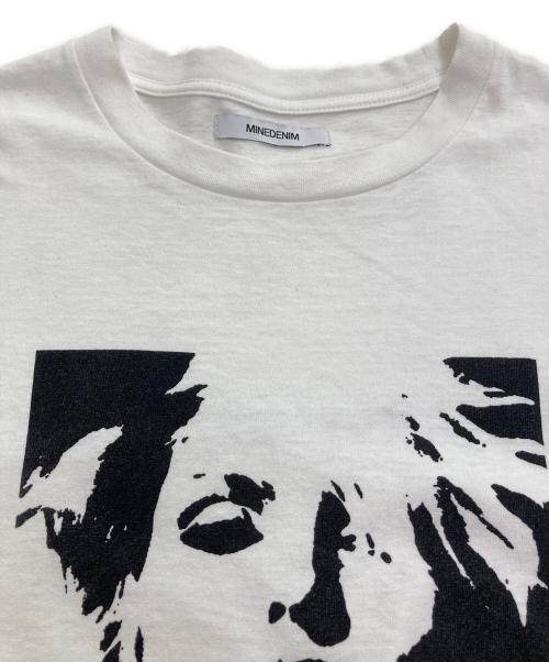 MINEDENIM（マインデニム）MINEDENIM (マインデニム) Monochrome Two tone Face Crewneck T-SH - ホワイト サイズ:XLの古着・服飾アイテム