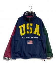 POLO RALPH LAUREN（ポロ・ラルフローレン）の古着「ハーフジップナイロンプルオーバー」｜ネイビー