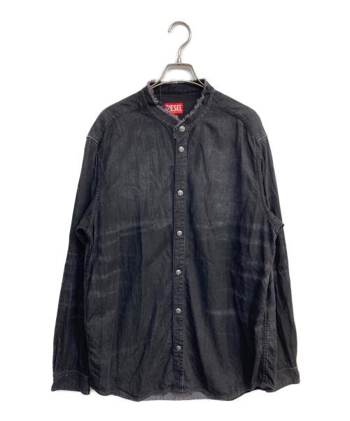 DIESEL（ディーゼル）DIESEL (ディーゼル) D-SIMPLY-FSHバンドカラーシャツ ブラック サイズ:Lの古着・服飾アイテム