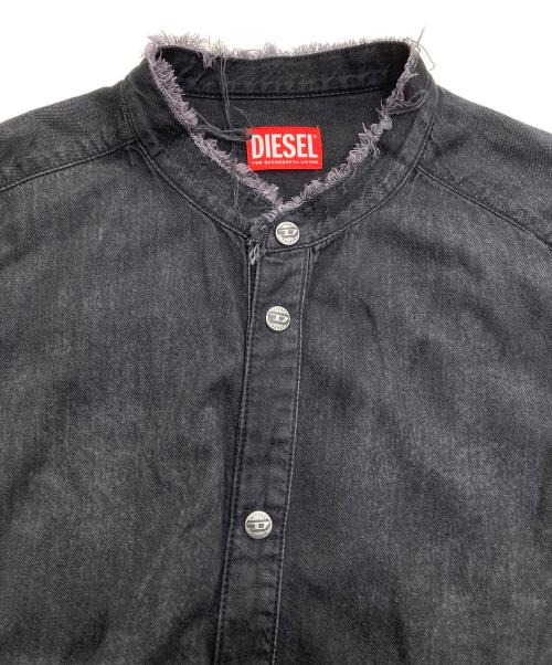 DIESEL（ディーゼル）DIESEL (ディーゼル) D-SIMPLY-FSHバンドカラーシャツ ブラック サイズ:Lの古着・服飾アイテム