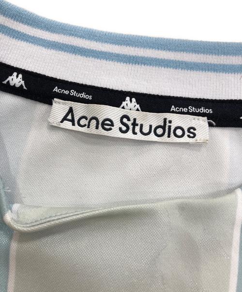 Acne studios（アクネ ストゥディオズ）ACNE STUDIOS (アクネ ストゥディオズ) Kappa (カッパ) Soccer Uniform Style Logo Mesh Vertical Striped Long Sleeve Tee ブルー サイズ: XSの古着・服飾アイテム