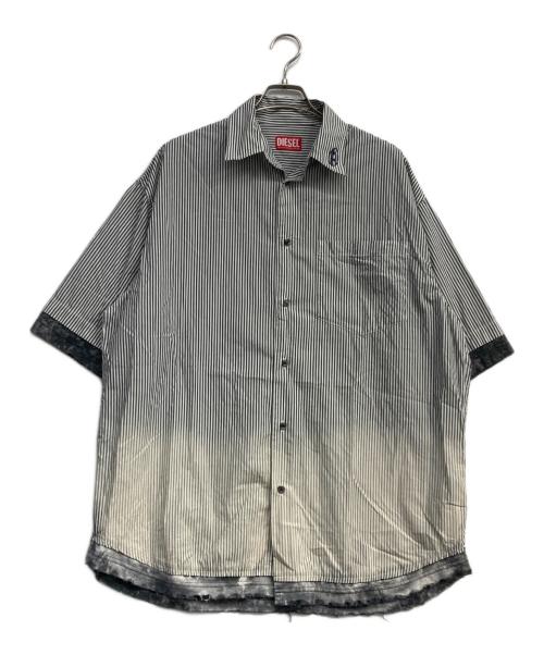 DIESEL（ディーゼル）DIESEL (ディーゼル) S-TRAXストライプシャツ ホワイト×ブラック サイズ:44の古着・服飾アイテム