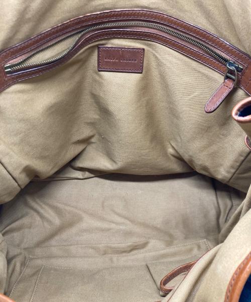 RALPH LAUREN（ラルフローレン）RALPH LAUREN (ラルフローレン) ブラックウォッチキャンバスレザートートバッグ ネイビー×グリーンの古着・服飾アイテム