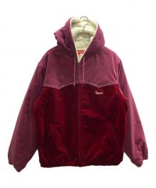 SUPREME（シュプリーム）の古着「Studded Velvet Hooded Work Jacket」｜レッド