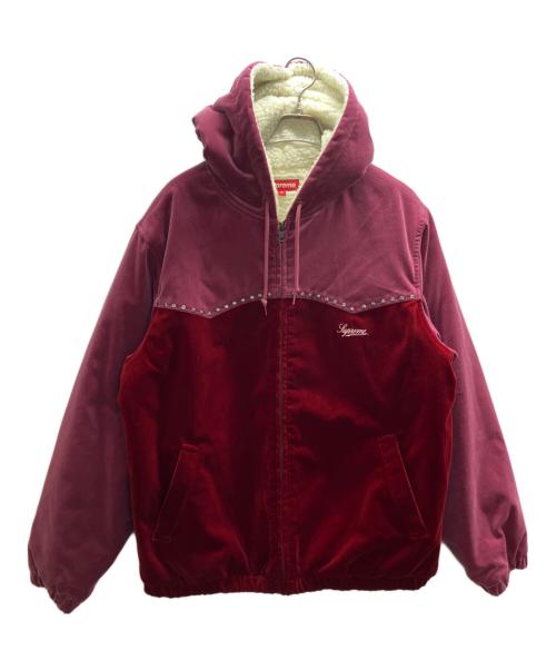 SUPREME（シュプリーム）Supreme (シュプリーム) Studded Velvet Hooded Work Jacket レッド サイズ:Ⅿの古着・服飾アイテム