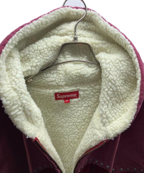 SUPREME（シュプリーム）Supreme (シュプリーム) Studded Velvet Hooded Work Jacket レッド サイズ:Ⅿの古着・服飾アイテム