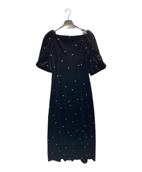et.UNiVER（エトユニベール）et.UNiVER (エトユニベール) Sweetheart velour dress ブラウン サイズ:Mの古着・服飾アイテム