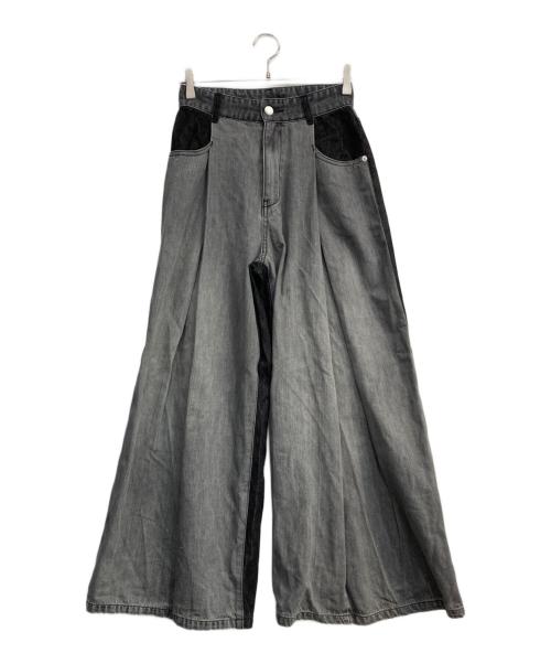 FRAY ID（フレイ アイディー）FRAY ID (フレイ アイディー) ボックスタックワイドデニムパンツ グレー サイズ:1の古着・服飾アイテム