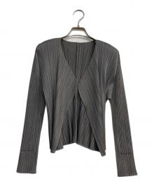 PLEATS PLEASE（プリーツプリーズ）の古着「BASICS プリーツカーディガン」｜グレー
