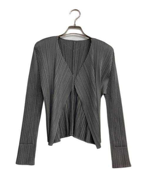 PLEATS PLEASE（プリーツプリーズ）PLEATS PLEASE (プリーツプリーズ) BASICS プリーツカーディガン グレー サイズ:3の古着・服飾アイテム