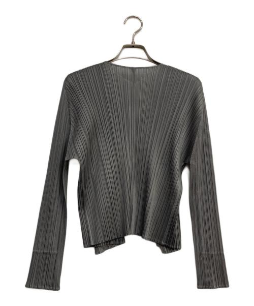 PLEATS PLEASE（プリーツプリーズ）PLEATS PLEASE (プリーツプリーズ) BASICS プリーツカーディガン グレー サイズ:3の古着・服飾アイテム