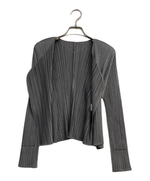 PLEATS PLEASE（プリーツプリーズ）PLEATS PLEASE (プリーツプリーズ) BASICS プリーツカーディガン グレー サイズ:3の古着・服飾アイテム