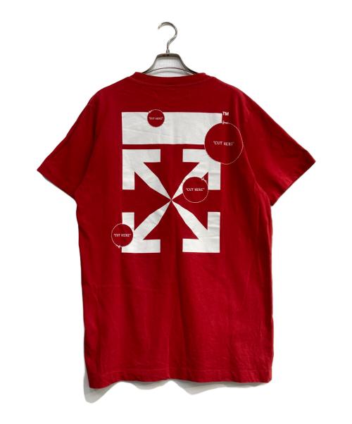 OFFWHITE（オフホワイト）OFFWHITE (オフホワイト) CUT HERE SLIM TEE レッド サイズ:Ⅼの古着・服飾アイテム
