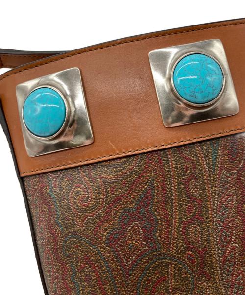 ETRO（エトロ）ETRO (エトロ) クラウンミーターコイズバケットバッグ ブラウンの古着・服飾アイテム