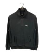 stussyステューシー）の古着「Stock Logo Mock Neckハーフジップスウェット」｜ブラック