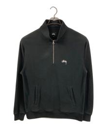 stussy（ステューシー）の古着「Stock Logo Mock Neckハーフジップスウェット」｜ブラック