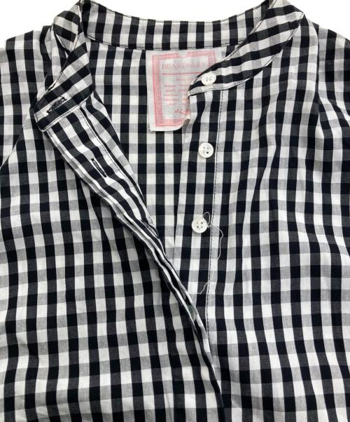 BEARDSLEY（ビアズリー）BEARDSLEY (ビアズリー) 先染めギャザーワンピース ホワイト×ブラックの古着・服飾アイテム