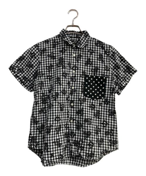 BLACK COMME des GARCONS（ブラックコムデギャルソン）BLACK COMME des GARCONS (ブラックコムデギャルソン) ギンガムチェック半袖シャツ ホワイト×ブラック サイズ:Sの古着・服飾アイテム