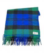 JOHNSTONS OF ELGINジョンストンズ オブ エルガン）の古着「チェック大判マフラー」｜ブルー×グリーン