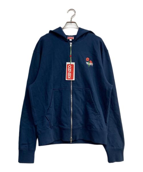 KENZO（ケンゾー）KENZO (ケンゾー) 'KENZO Archive Bouquet' フルジップ コットン フ―ディー ネイビー サイズ:M 未使用品の古着・服飾アイテム