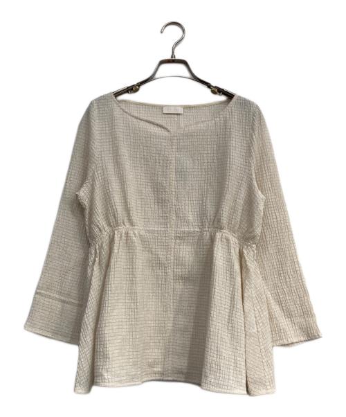 BALLSEY（ボールジィ）BALLSEY (ボールジィ) モザイク ジャージー ウエスト ギャザー プルオーバー ベージュ サイズ:Sの古着・服飾アイテム