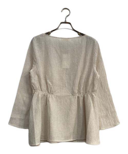 BALLSEY（ボールジィ）BALLSEY (ボールジィ) モザイク ジャージー ウエスト ギャザー プルオーバー ベージュ サイズ:Sの古着・服飾アイテム