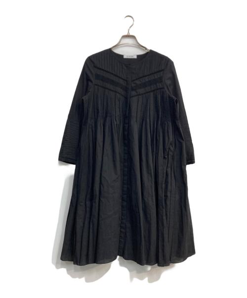L'AUBE BLANC（ローブ ブラン）L'AUBE BLANC (ローブ ブラン) Pin-tuck Lace Mini Dress ブラック サイズ:Freeの古着・服飾アイテム