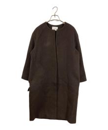 BEAUTY&YOUTH UNITED ARROWS（ビューティーアンドユースユナイテッドアローズ）の古着「ノーカラーベルトロングコート」｜ブラウン
