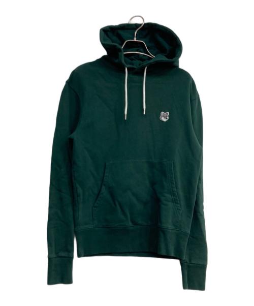 maison kitsune（メゾンキツネ）MAISON KITSUNE (メゾンキツネ) グレイフォックスヘッドパッチプルオーバーパーカー グリーン サイズ:XXSの古着・服飾アイテム