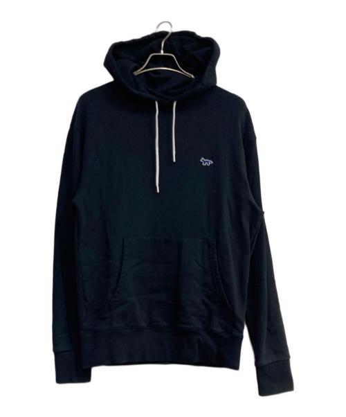 maison kitsune（メゾンキツネ）MAISON KITSUNE (メゾンキツネ) ベイビーフォックスパッチプルオーバーパーカー ブラック サイズ:Lの古着・服飾アイテム