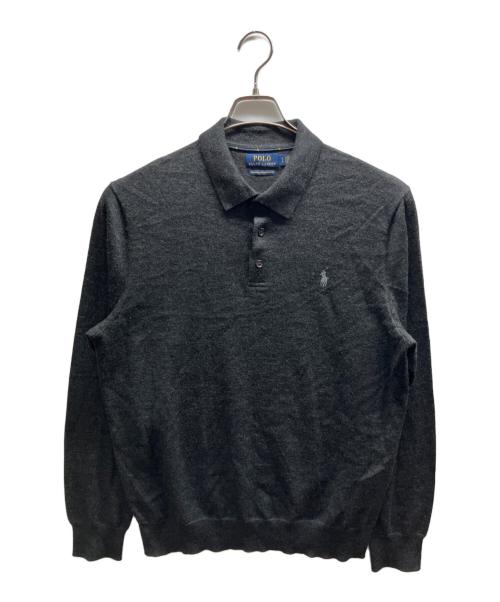 POLO RALPH LAUREN（ポロ・ラルフローレン）POLO RALPH LAUREN (ポロ・ラルフローレン) ニットポロシャツ グレー サイズ:Ⅼの古着・服飾アイテム