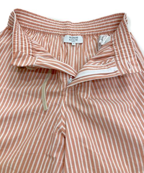 maison kitsune（メゾンキツネ）MAISON KITSUNE (メゾンキツネ) ストライプハーフパンツ オレンジ×ホワイト サイズ:XSの古着・服飾アイテム