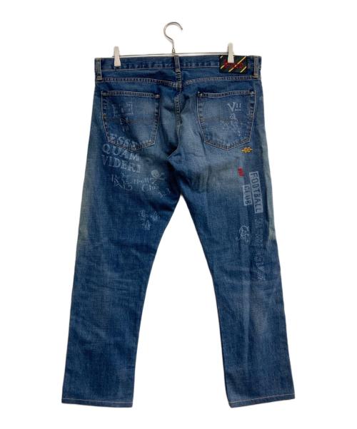 POLO RALPH LAUREN（ポロ・ラルフローレン）POLO RALPH LAUREN (ポロ・ラルフローレン) ペイントワッペンデニムパンツ インディゴ サイズ:W34×L32の古着・服飾アイテム