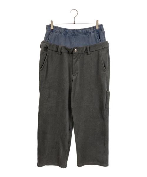 WOKE EDGE（ウォーク エッジ）WOKE EDGE (ウォーク エッジ) Washed Fleece Layered Pants グレー×ネイビー サイズ:Ⅼの古着・服飾アイテム
