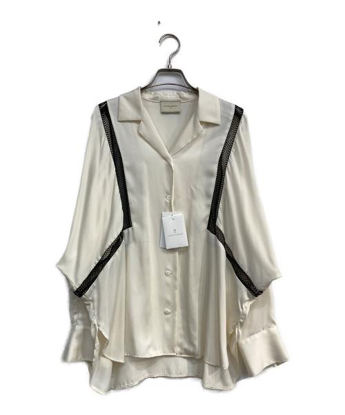 UNITED ARROWS（ユナイテッドアローズ）UNITED ARROWS (ユナイテッドアローズ) サテン オープンカラー シャツブラウス オフホワイト サイズ:Free 未使用品の古着・服飾アイテム