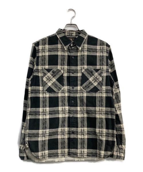 RRL（ダブルアールエル）RRL (ダブルアールエル) プリント チェック ネルシャツ ブラック サイズ:Mの古着・服飾アイテム