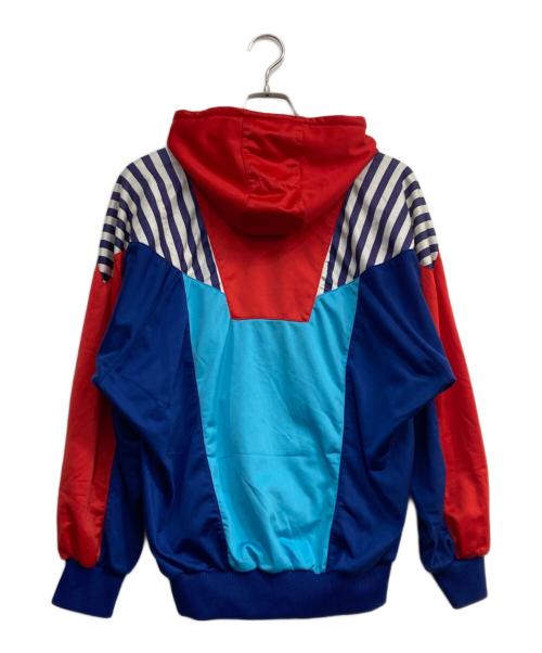 adidas（アディダス）adidas (アディダス) パネルフードトラックジャケット ネイビー×レッド サイズ:4の古着・服飾アイテム