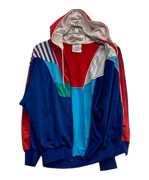 adidas（アディダス）adidas (アディダス) パネルフードトラックジャケット ネイビー×レッド サイズ:4の古着・服飾アイテム