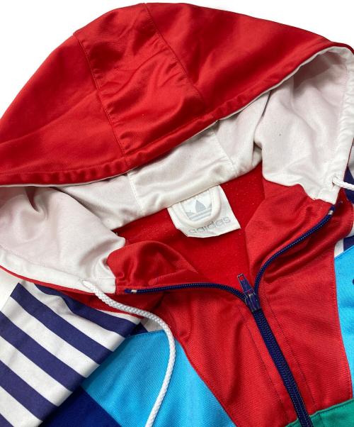 adidas（アディダス）adidas (アディダス) パネルフードトラックジャケット ネイビー×レッド サイズ:4の古着・服飾アイテム
