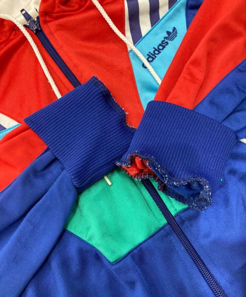 adidas（アディダス）adidas (アディダス) パネルフードトラックジャケット ネイビー×レッド サイズ:4の古着・服飾アイテム